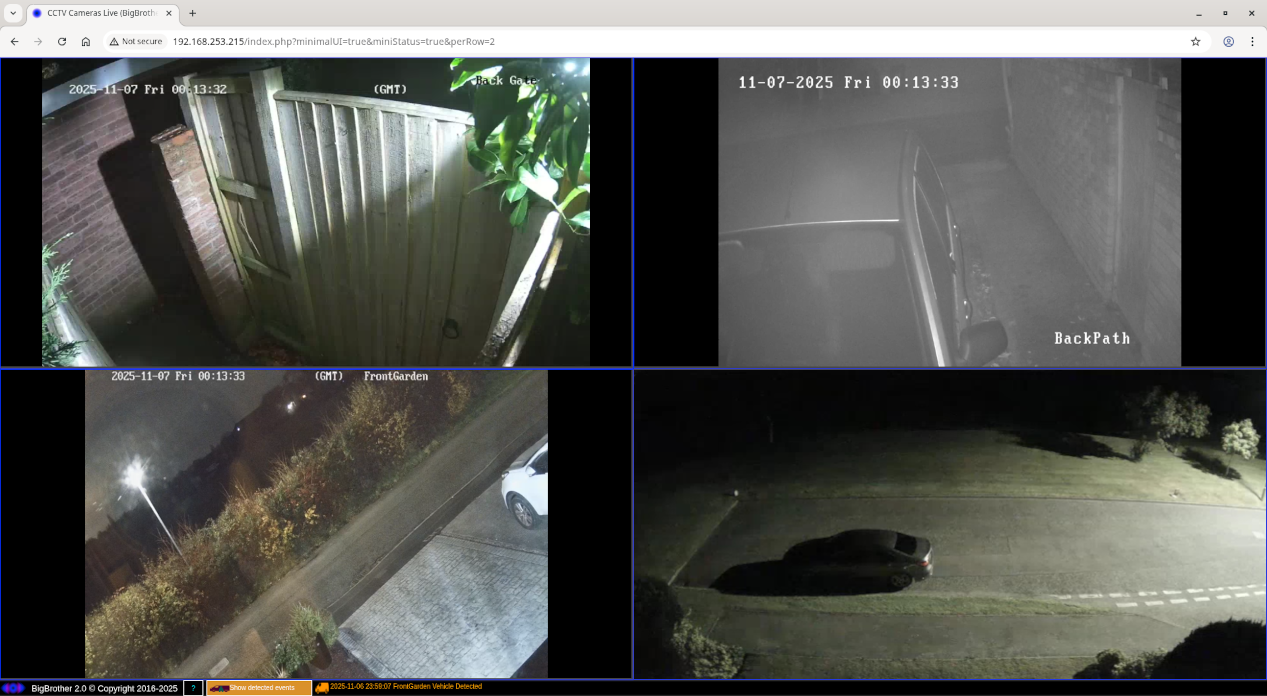 Screenshot of BigBrother camera mirroring in web browser